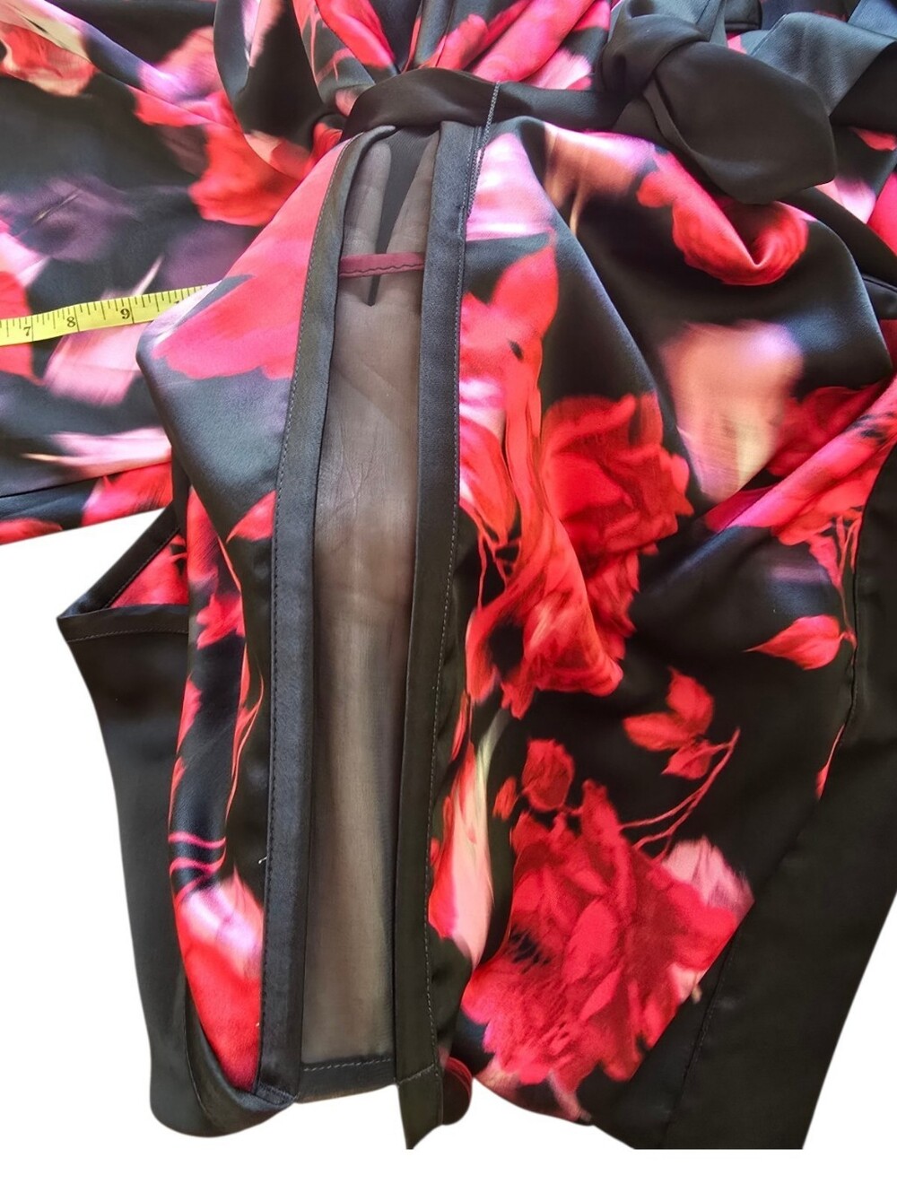 Victoria's Secret NWT Satin Kimono Robe with Hot Pink Floral Print - Picture 5 of 5